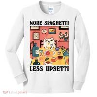 More Spaghetti Less Upsetti Cat Eating Spaghetti Kids Long Sleeve Shirt thumb 0