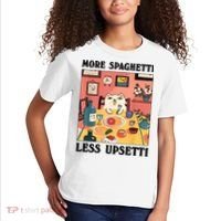 More Spaghetti Less Upsetti Cat Eating Spaghetti Kids T-Shirt thumb 2