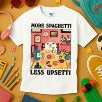 More Spaghetti Less Upsetti Cat Eating Spaghetti Kids T-Shirt thumb 3