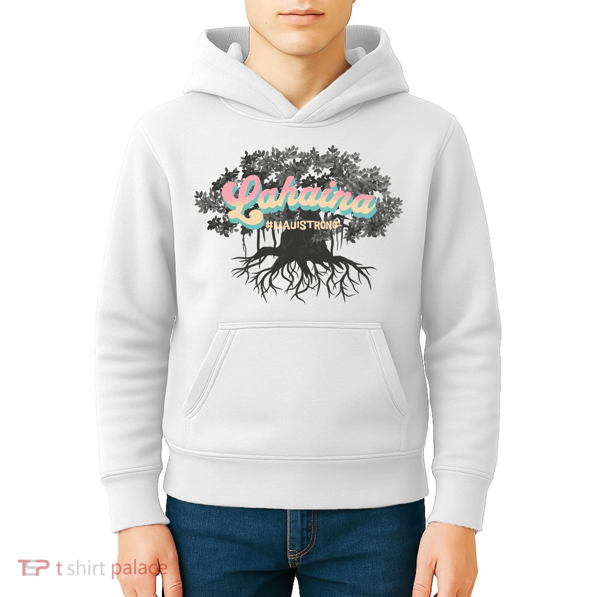 Maui Strong Lahaina Support Banyan Lahaina Hawaii Kids Hoodie