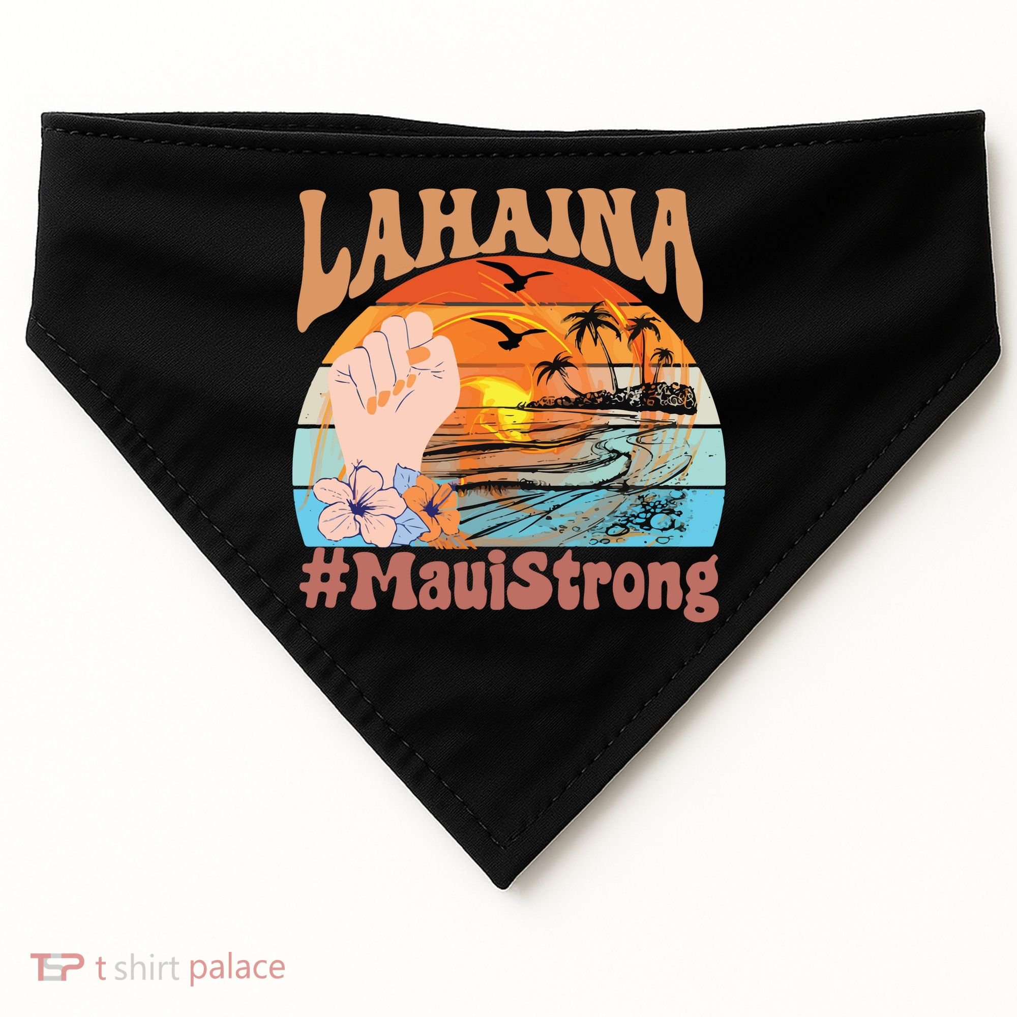 Maui Strong Lahaina Banyan Tree Maui Hawaii Shoreline USA-Made Doggie Bandana