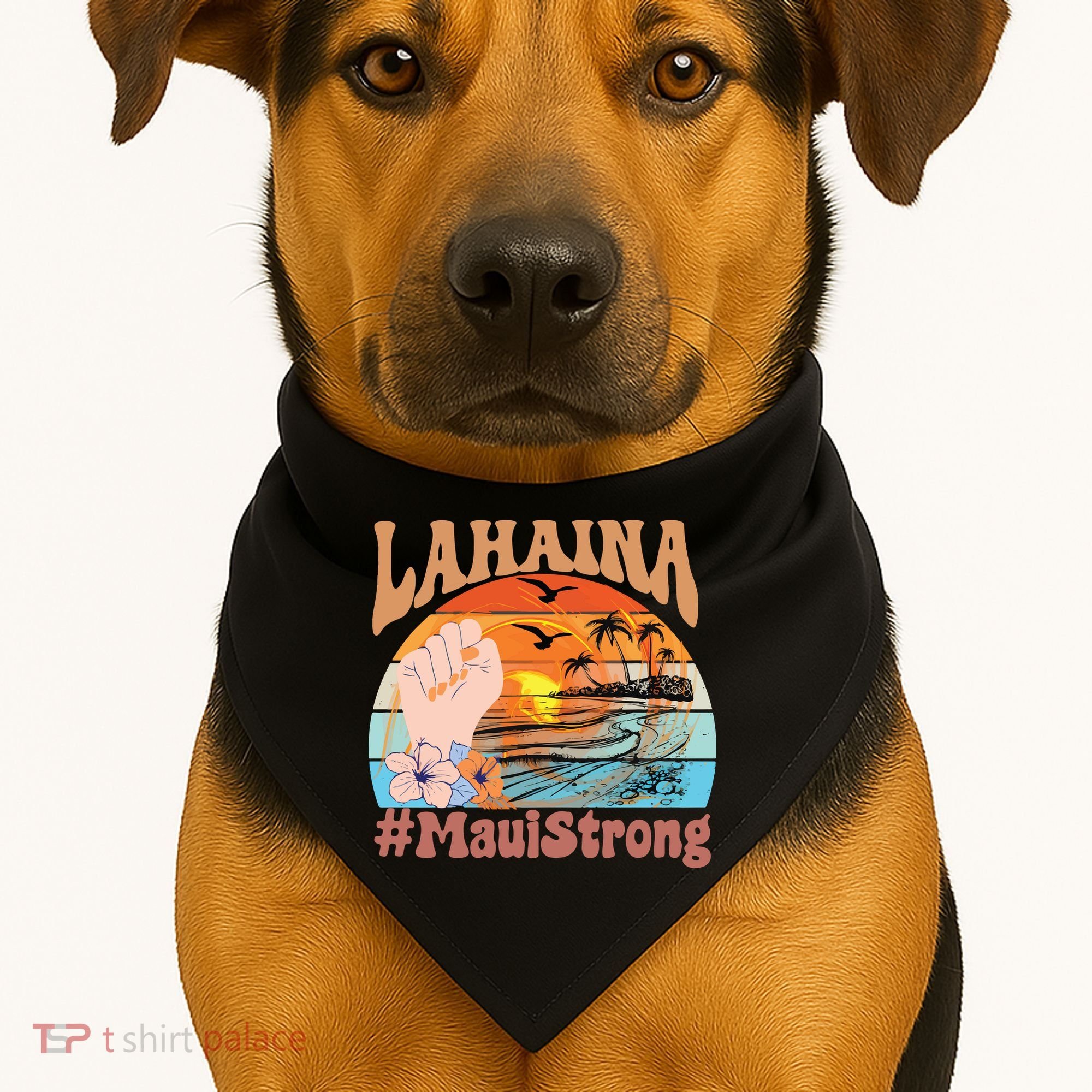 Maui Strong Lahaina Banyan Tree Maui Hawaii Shoreline USA-Made Doggie Bandana