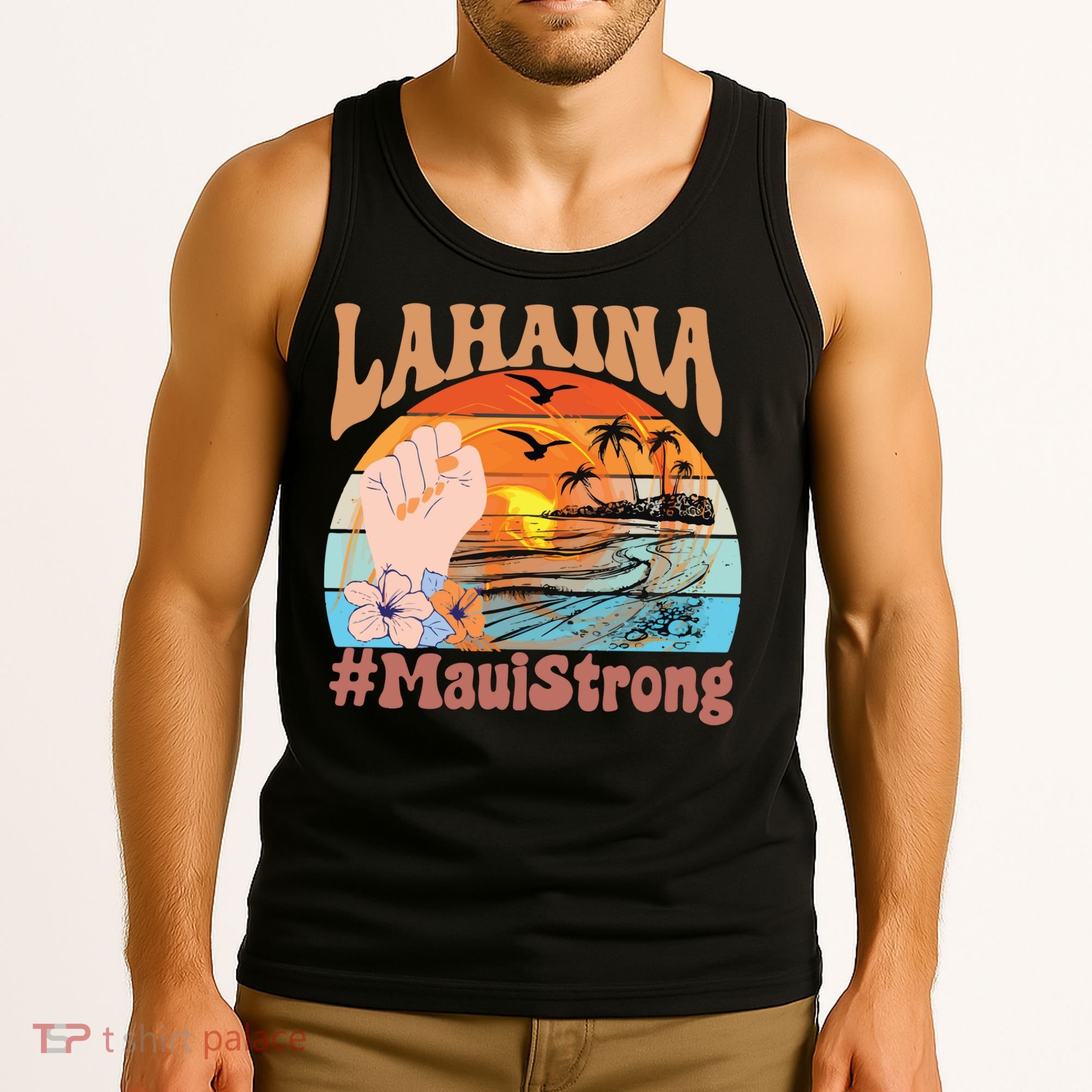 Maui Strong Lahaina Banyan Tree Maui Hawaii Shoreline Tank Top