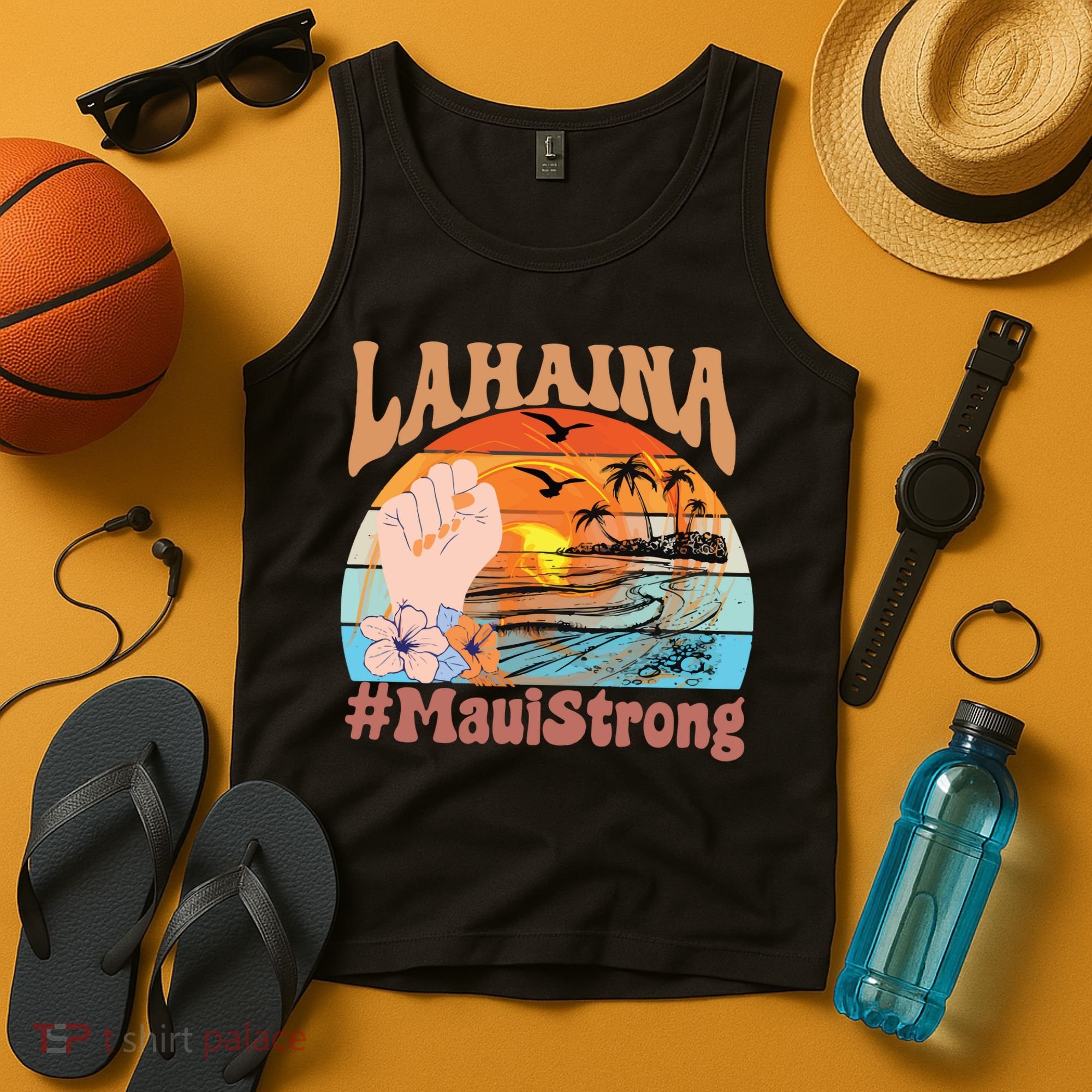 Maui Strong Lahaina Banyan Tree Maui Hawaii Shoreline Tank Top