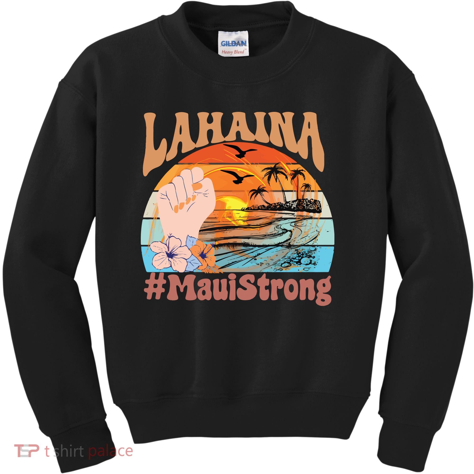 Maui Strong Lahaina Banyan Tree Maui Hawaii Shoreline Kids Sweatshirt