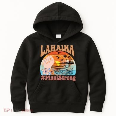Maui Strong Lahaina Banyan Tree Maui Hawaii Shoreline Kids Hoodie