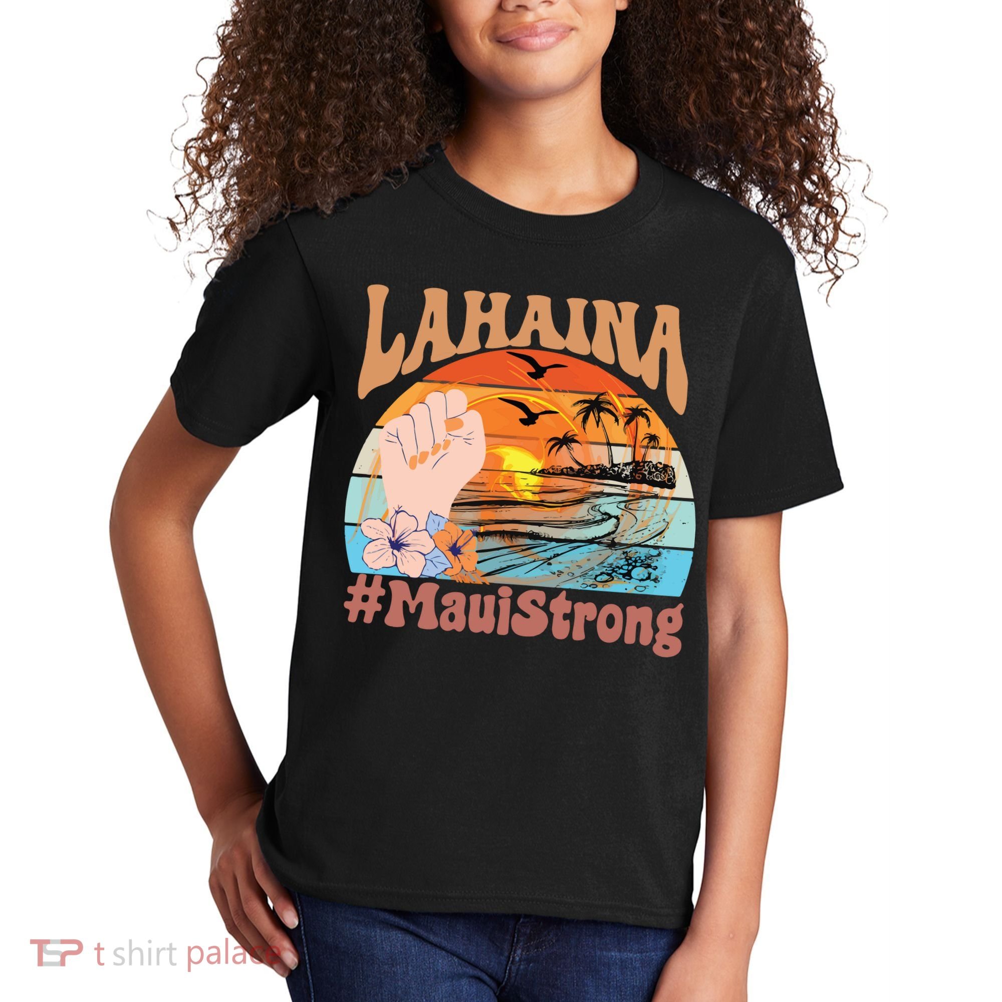 Maui Strong Lahaina Banyan Tree Maui Hawaii Shoreline Kids T-Shirt