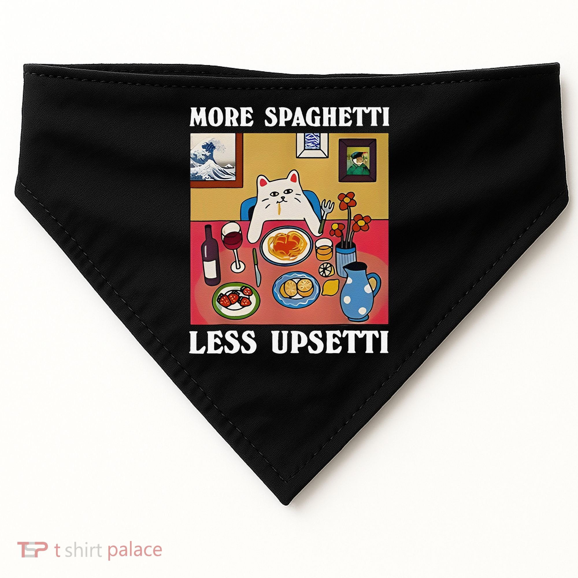 More Spaghetti Less Upsetti Funny Cute Cat Saying Quote Gift USA-Made Doggie Bandana