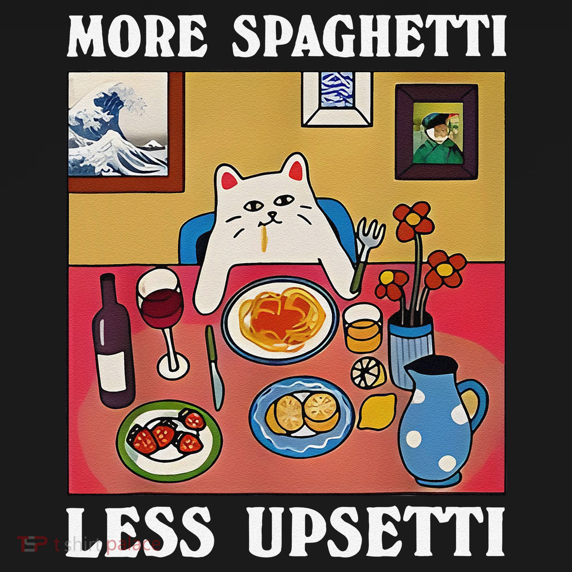 More Spaghetti Less Upsetti Funny Cute Cat Saying Quote Gift Long Sleeve Shirt