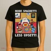 More Spaghetti Less Upsetti Funny Cute Cat Saying Quote Gift T-Shirt thumb 3
