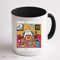 More Spaghetti Less Upsetti Funny Cute Cat Saying Quote Gift Coffee Mug thumb 1