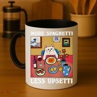 More Spaghetti Less Upsetti Funny Cute Cat Saying Quote Gift Coffee Mug thumb 4