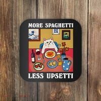 More Spaghetti Less Upsetti Funny Cute Cat Saying Quote Gift Coaster thumb 0