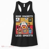 More Spaghetti Less Upsetti Funny Cute Cat Saying Quote Gift Women's Tank Top thumb 0