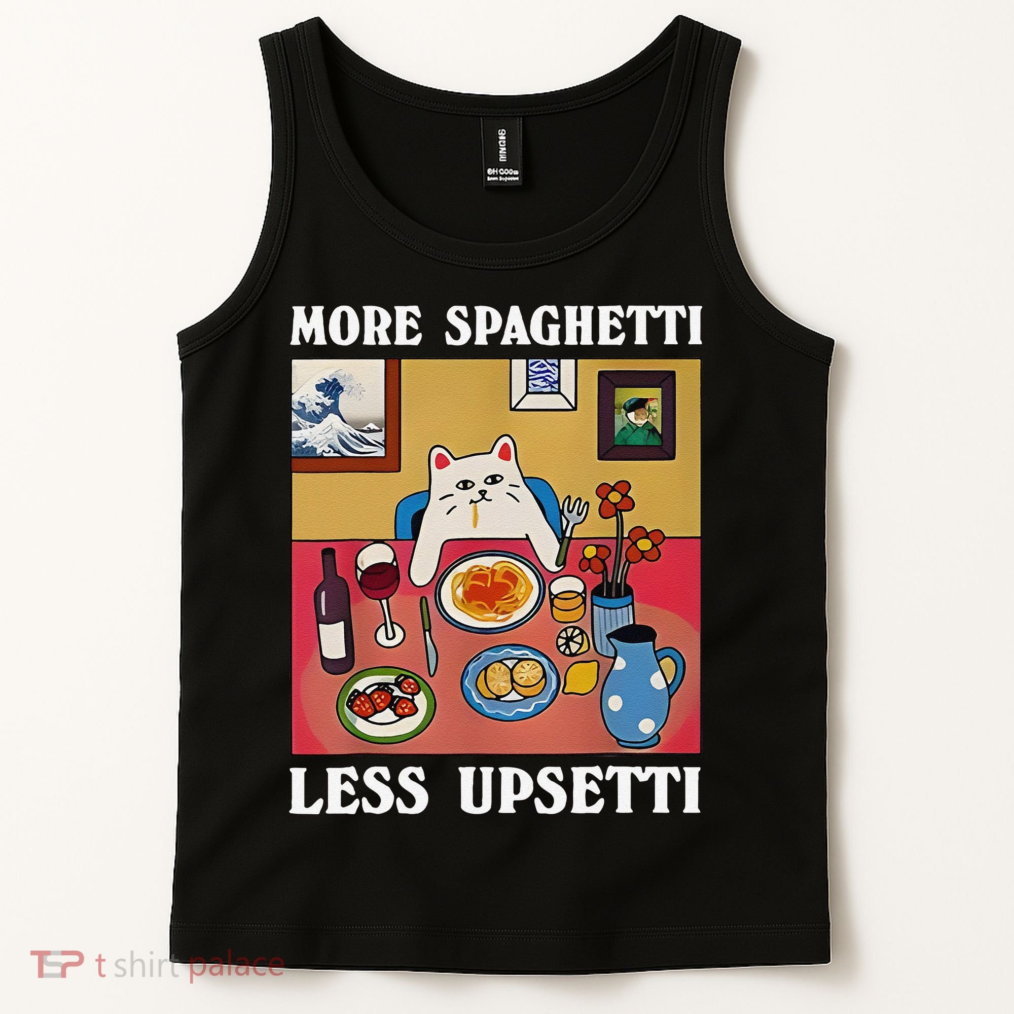 More Spaghetti Less Upsetti Funny Cute Cat Saying Quote Gift Tank Top