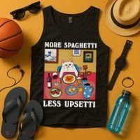 More Spaghetti Less Upsetti Funny Cute Cat Saying Quote Gift Tank Top thumb 4