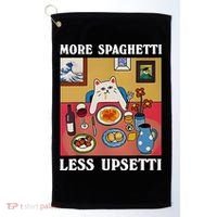 More Spaghetti Less Upsetti Funny Cute Cat Saying Quote Gift Golf Towel thumb 0