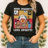 More Spaghetti Less Upsetti Funny Cute Cat Saying Quote Gift Women's T-Shirt thumb 2