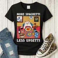 More Spaghetti Less Upsetti Funny Cute Cat Saying Quote Gift Women's T-Shirt thumb 3