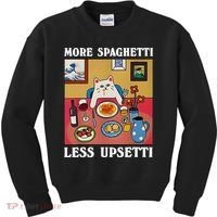 More Spaghetti Less Upsetti Funny Cute Cat Saying Quote Gift Kids Sweatshirt thumb 0