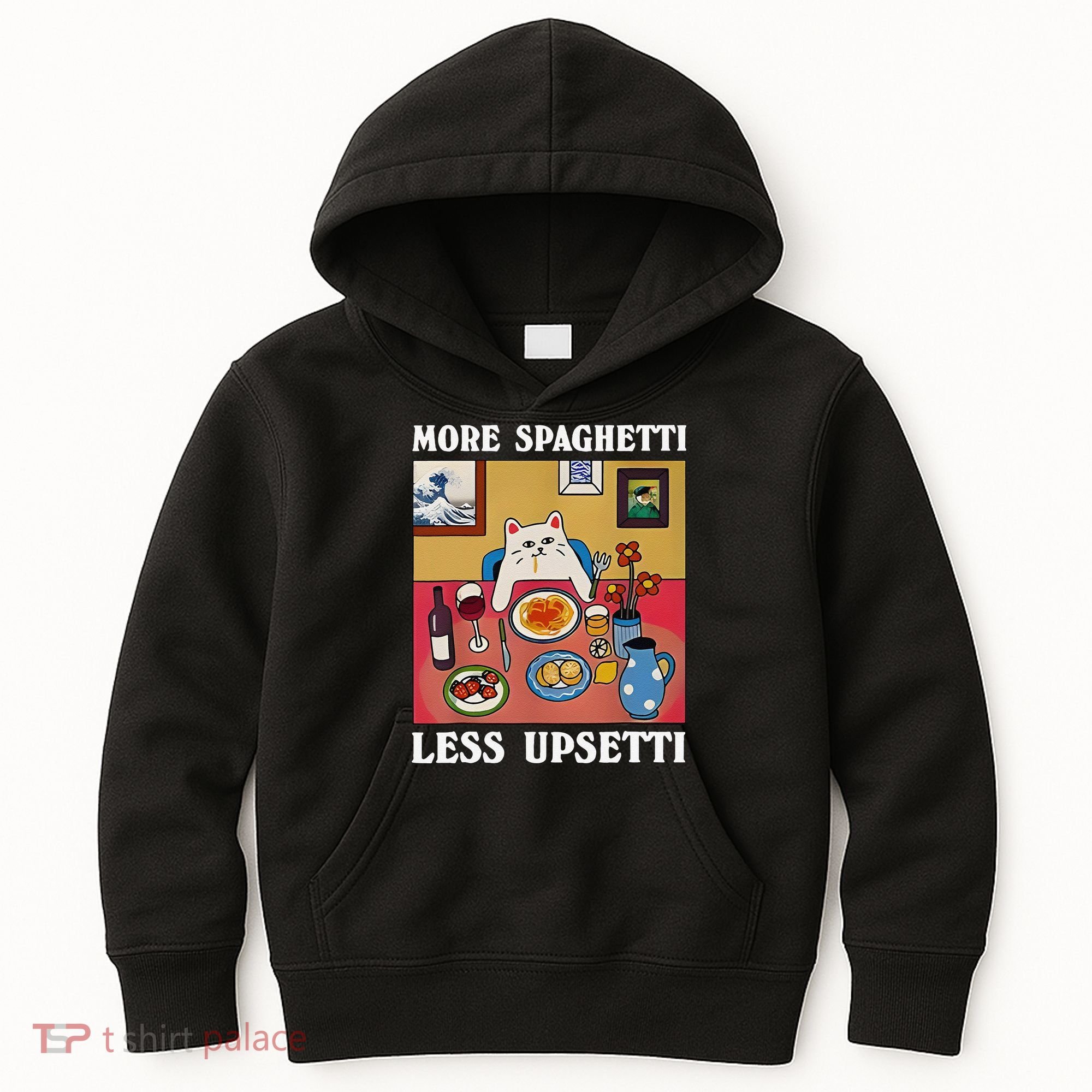 More Spaghetti Less Upsetti Funny Cute Cat Saying Quote Gift Kids Hoodie