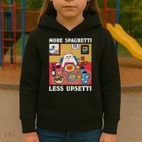 More Spaghetti Less Upsetti Funny Cute Cat Saying Quote Gift Kids Hoodie thumb 3