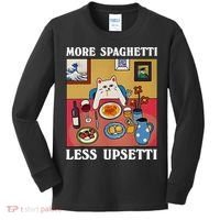 More Spaghetti Less Upsetti Funny Cute Cat Saying Quote Gift Kids Long Sleeve Shirt thumb 0