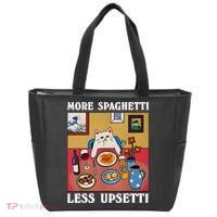More Spaghetti Less Upsetti Funny Cute Cat Saying Quote Gift Tote Bag thumb 0