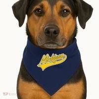 Michigan Script Logo USA-Made Doggie Bandana thumb 1