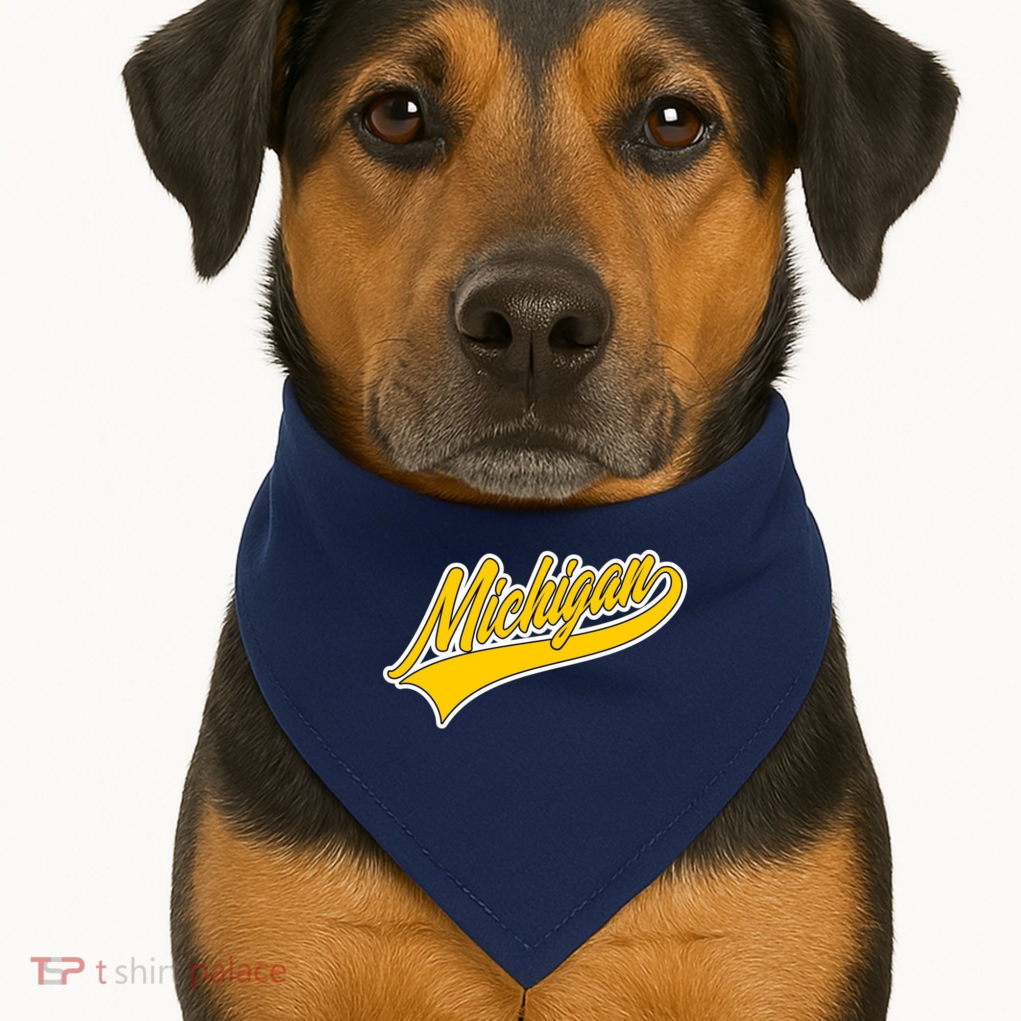 Michigan Script Logo USA-Made Doggie Bandana