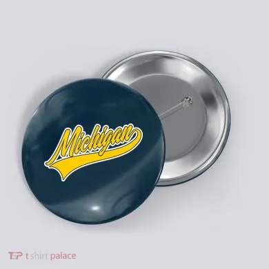 Michigan Script Logo Button