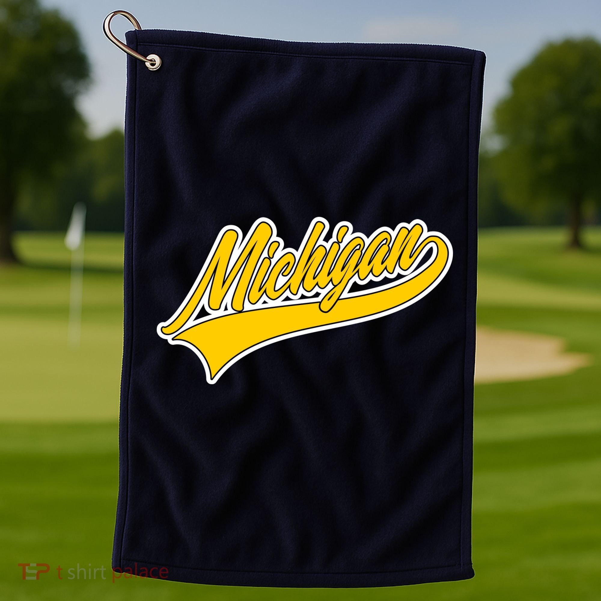 Michigan Script Logo Golf Towel