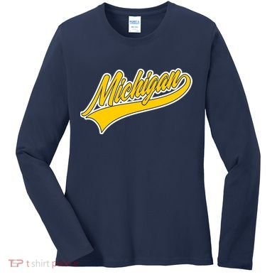 Michigan Script Logo Women's Long Sleeve Shirt