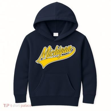 Michigan Script Logo Kids Hoodie
