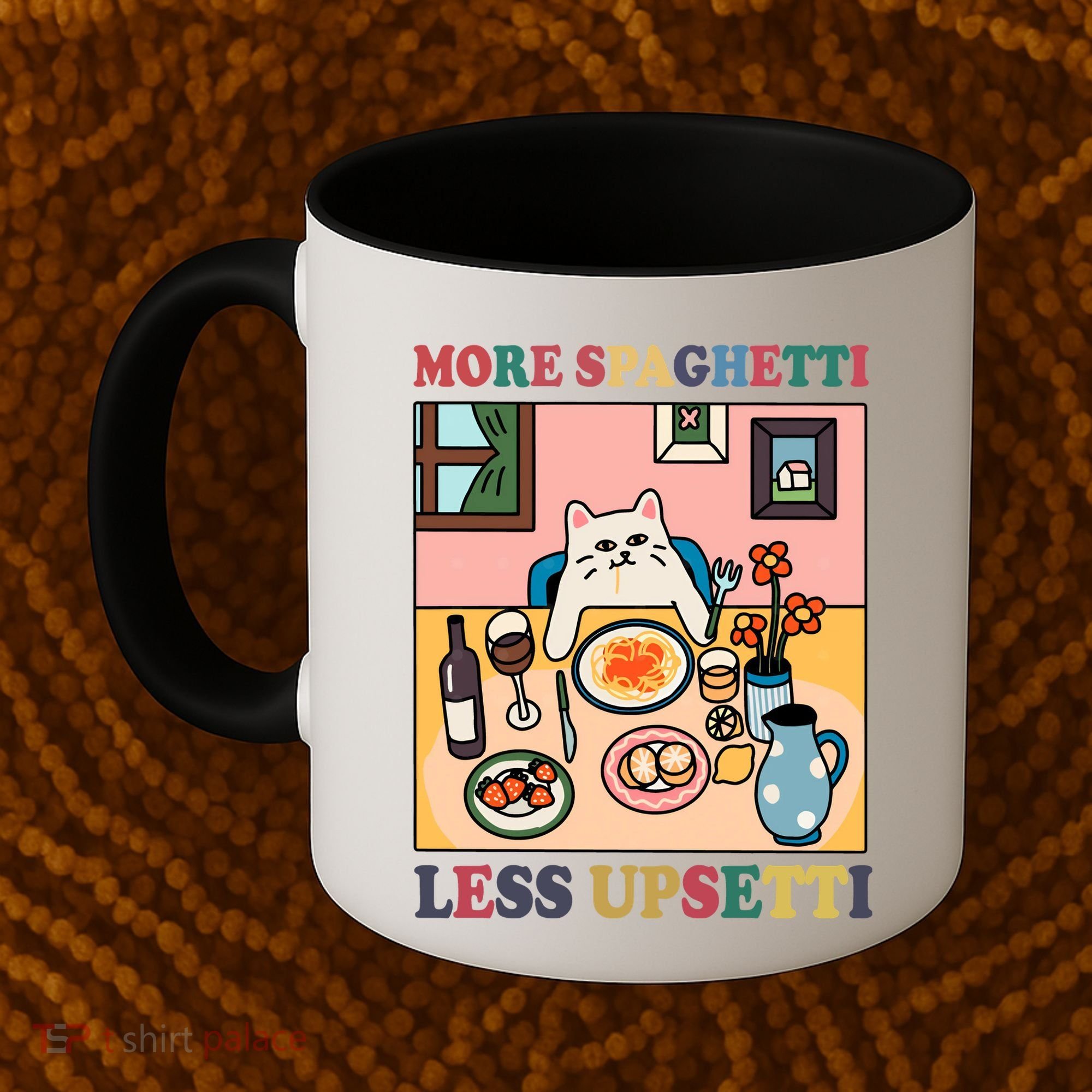 More Spaghetti Less Upsetti Cat Coffee Mug
