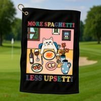 More Spaghetti Less Upsetti Cat Golf Towel thumb 1