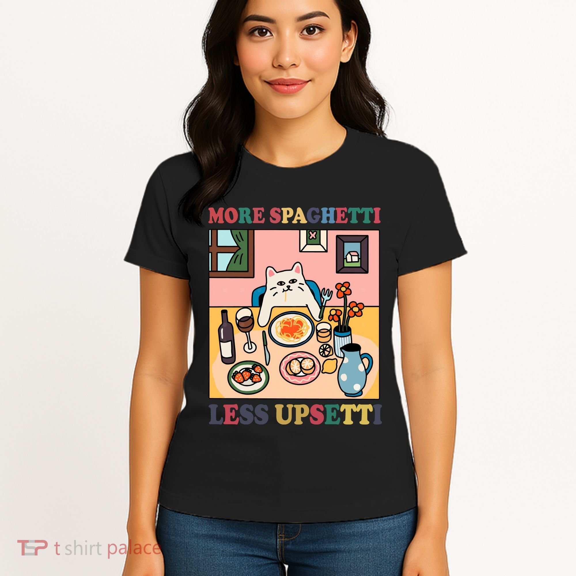 More Spaghetti Less Upsetti Cat Women's T-Shirt