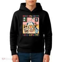 More Spaghetti Less Upsetti Cat Kids Hoodie thumb 4