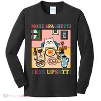 More Spaghetti Less Upsetti Cat Kids Long Sleeve Shirt thumb 0