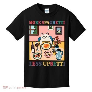 More Spaghetti Less Upsetti Cat Kids T-Shirt