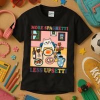 More Spaghetti Less Upsetti Cat Kids T-Shirt thumb 3