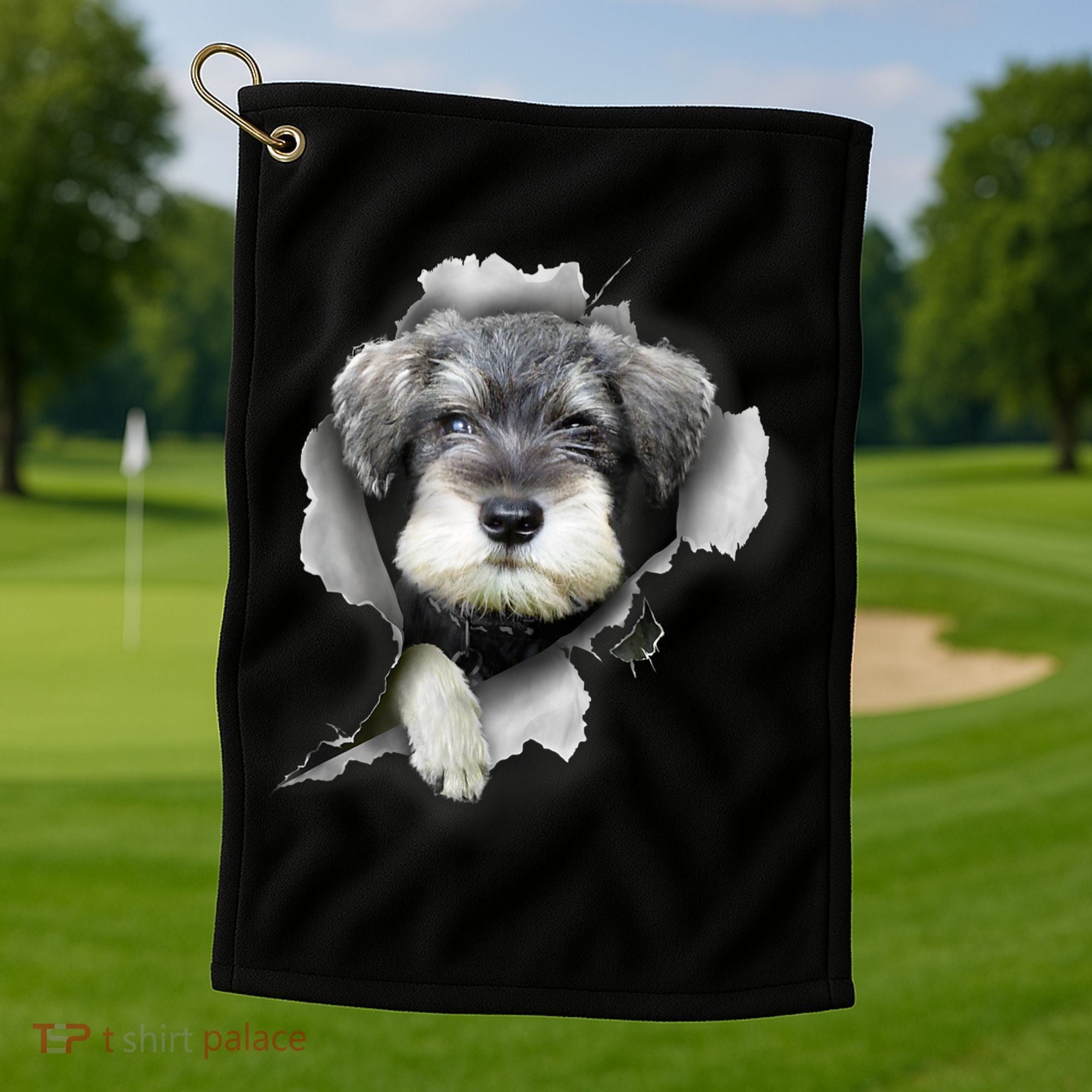 Mini Schnauzer Miniature Schnauzer Funny Schnauzer Golf Towel