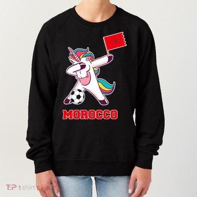 Morocco Soccer Meaningful Gift Dabbing Unicorn Moroccan Flag Gift Women's Sweatshirt