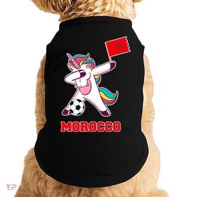 Morocco Soccer Meaningful Gift Dabbing Unicorn Moroccan Flag Gift Doggie Tank