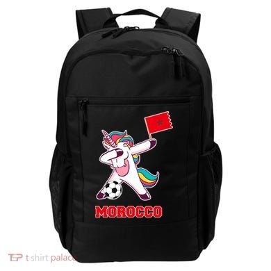Morocco Soccer Meaningful Gift Dabbing Unicorn Moroccan Flag Gift Backpack