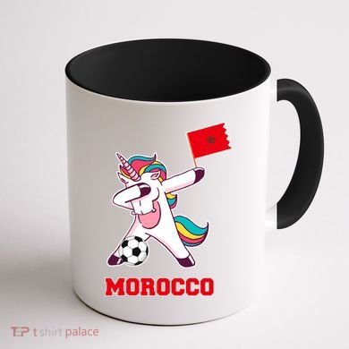 Morocco Soccer Meaningful Gift Dabbing Unicorn Moroccan Flag Gift Coffee Mug back