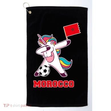 Morocco Soccer Meaningful Gift Dabbing Unicorn Moroccan Flag Gift Golf Towel
