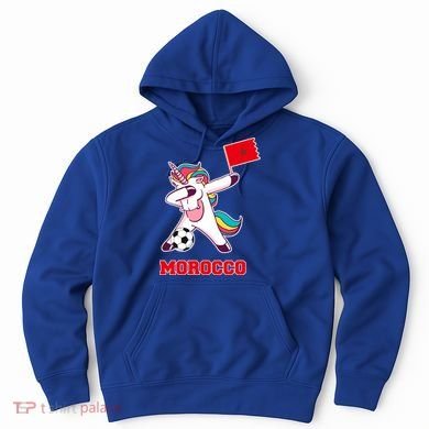 Morocco Soccer Meaningful Gift Dabbing Unicorn Moroccan Flag Gift Hoodie