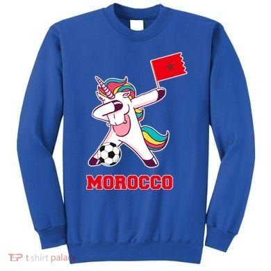 Morocco Soccer Meaningful Gift Dabbing Unicorn Moroccan Flag Gift Sweatshirt