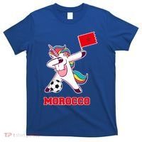 Morocco Soccer Meaningful Gift Dabbing Unicorn Moroccan Flag Gift T-Shirt thumb 0